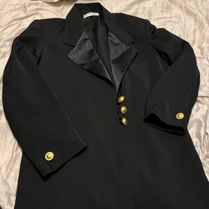 Vintage Guy Laroche Long Black Blazer with Gold Buttons